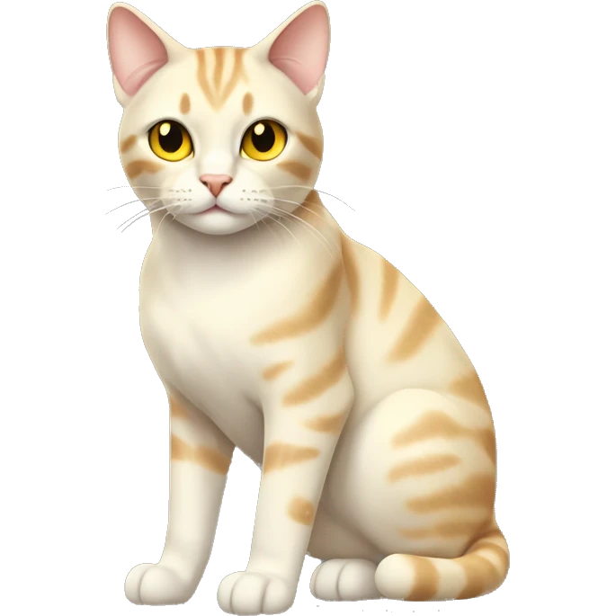 Cream colored tabby cat with yellow eyes full body emoji