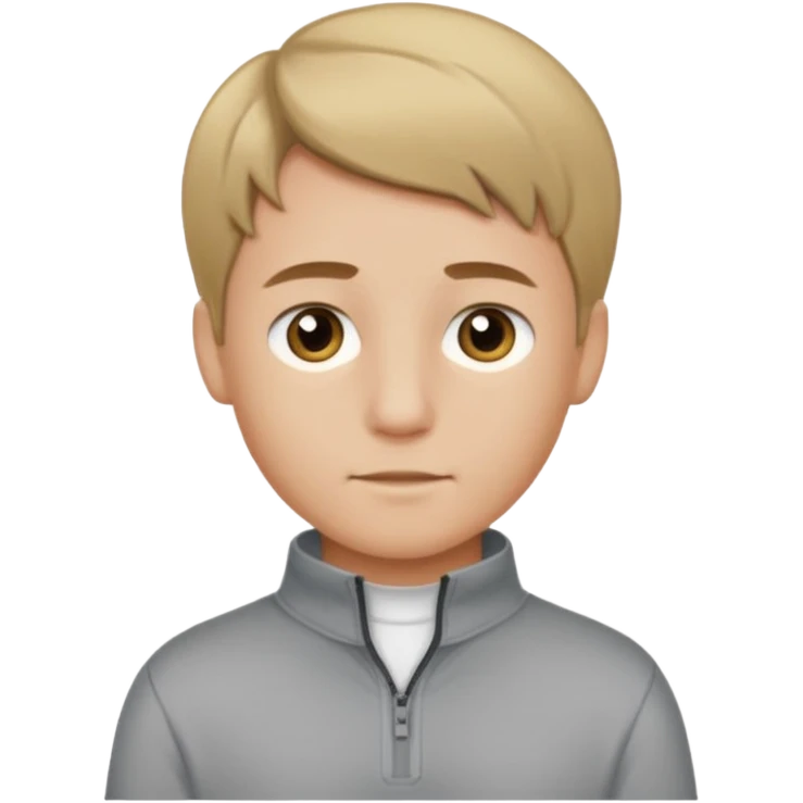 boy with dark blonde hair middle part with a quarter zip and a ' overhemd' underneath emoji
