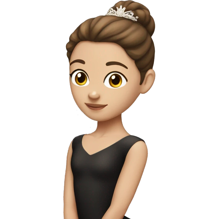 White ballerina black leotard brown hair middle part emoji