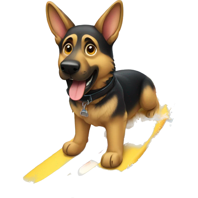 German shepherd surfing emoji
