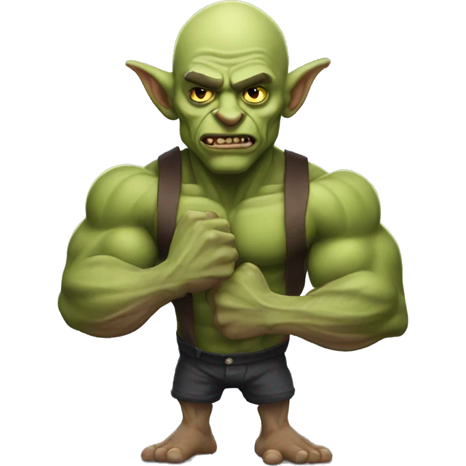 muscular goblin flexing no hair and tattoos emoji