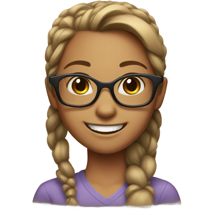 girl with glasses and smile with ponytail ￼ emoji