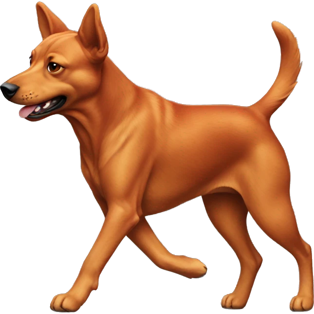 realistic solid red dog with pointed ears running emoji