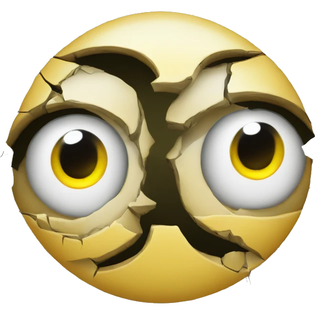 money eyes emoji cracked in two with something behind the cracks emoji