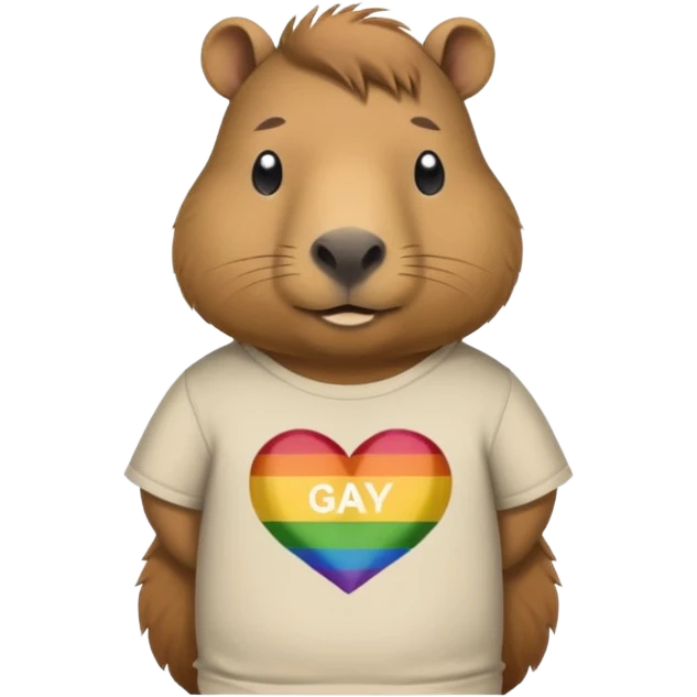 Capybara wearing a shirt that says GAY emoji