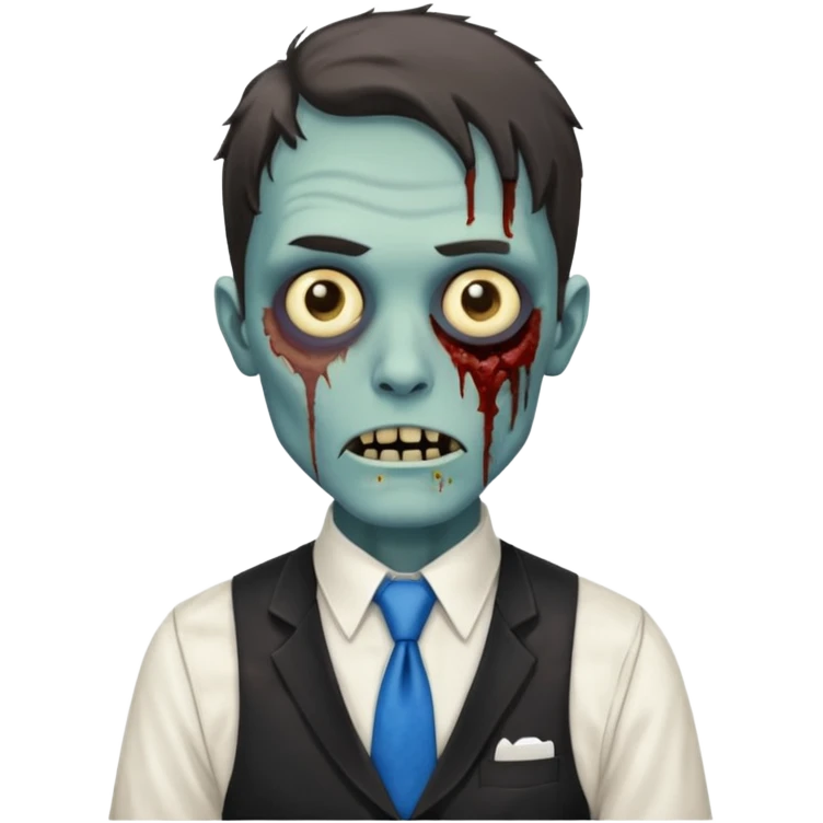 zombie zombie waiter with blue tie emoji
