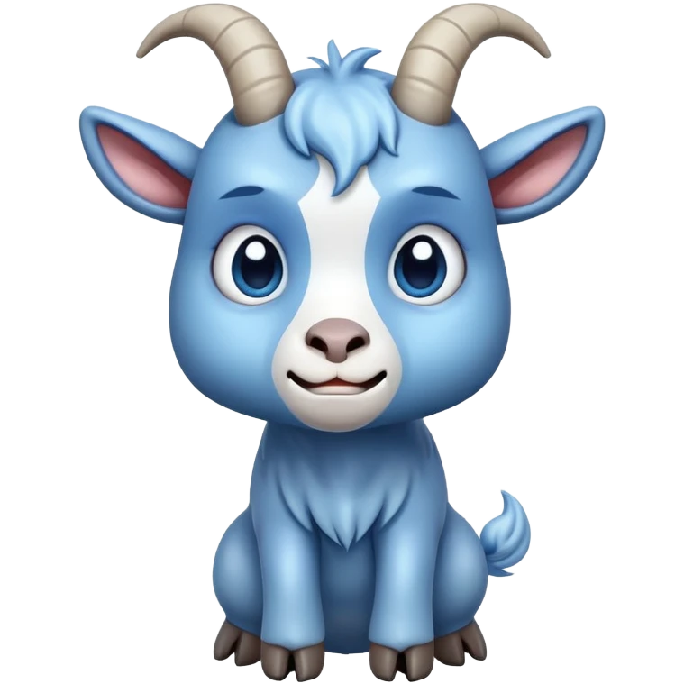 Disapppinted-crying with tears-cute-large-full body-blue goat-head tilted back emoji