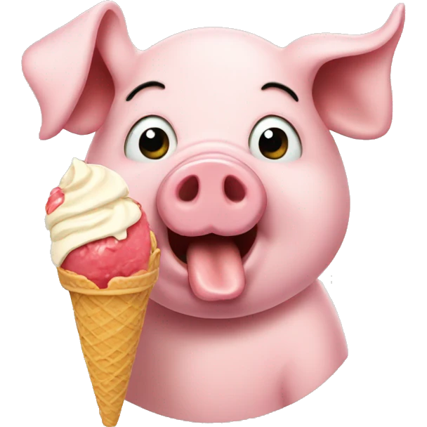 Pig eating ice cream emoji