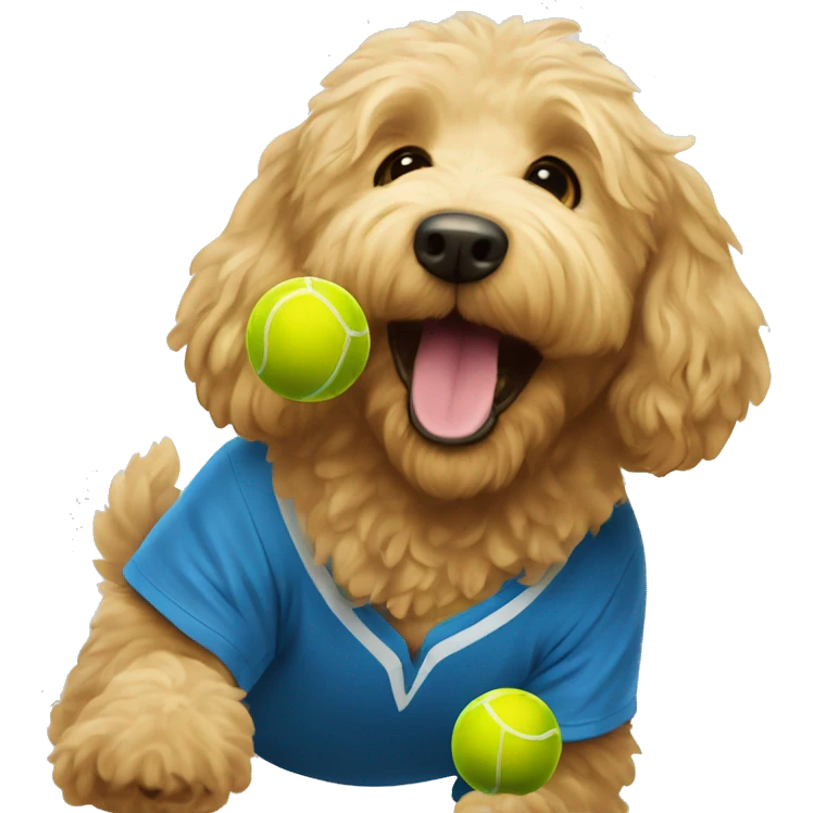 Golden doodle playing pickleball emoji