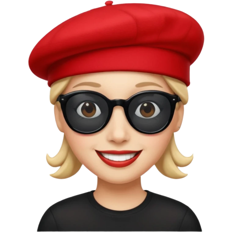 Sourire,.lu.ettes de soleil noires, beret rouge parachutiste emoji