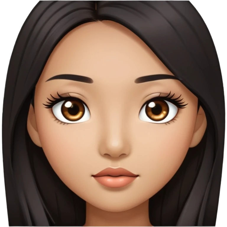 A Asian girl with long dark hair, long lashes, brown skin emoji