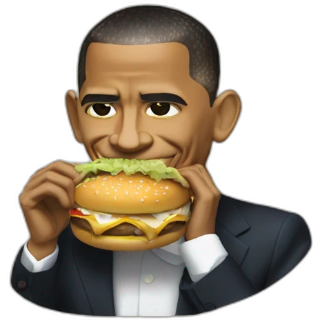 barack obama eating a Big Mac emoji