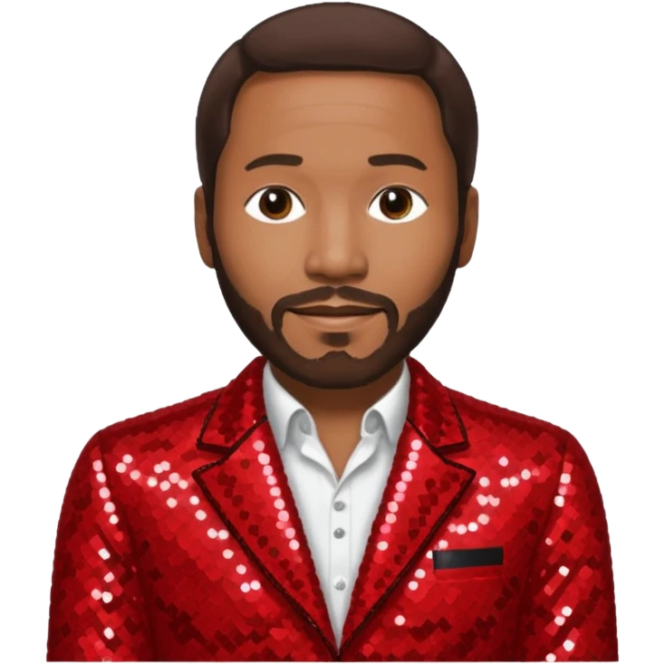 Marvin Gaye with dark brown hair, red sequin outfit emoji