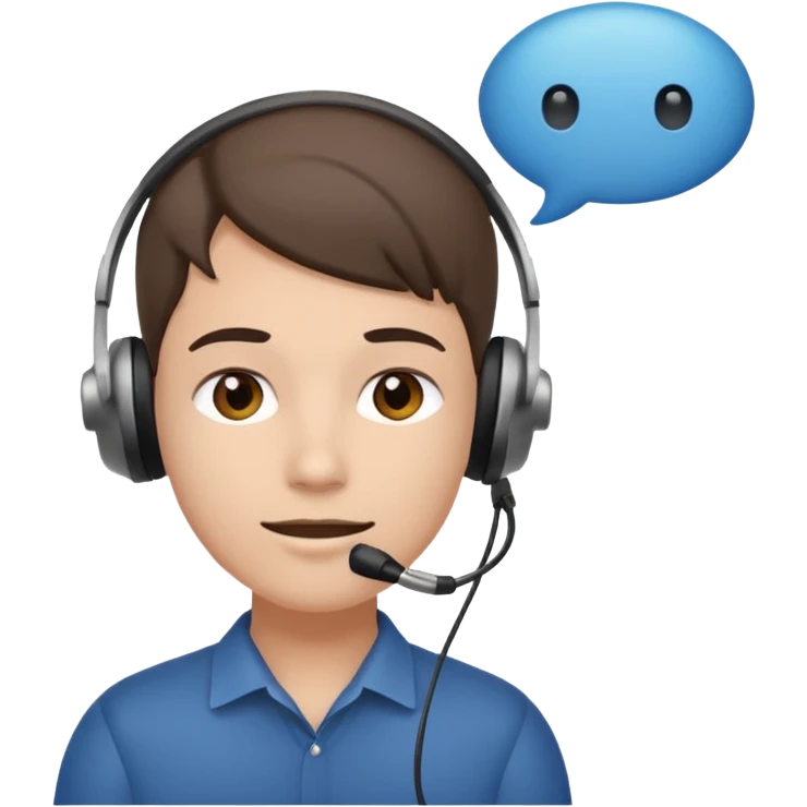 person with headset and speech bubble, user interview emoji