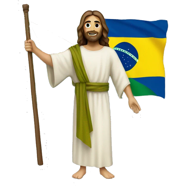 jesus holding a brazil flag emoji