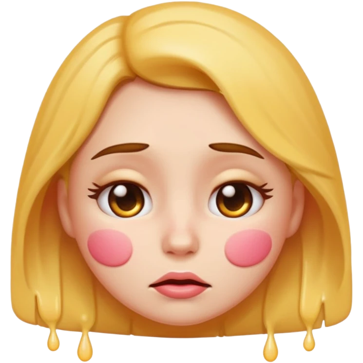 (Cum) on horny female emoji with with sad eyes and blushing cheeks emoji