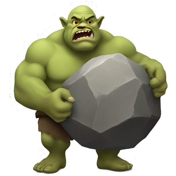 ogre holding round big stone emoji