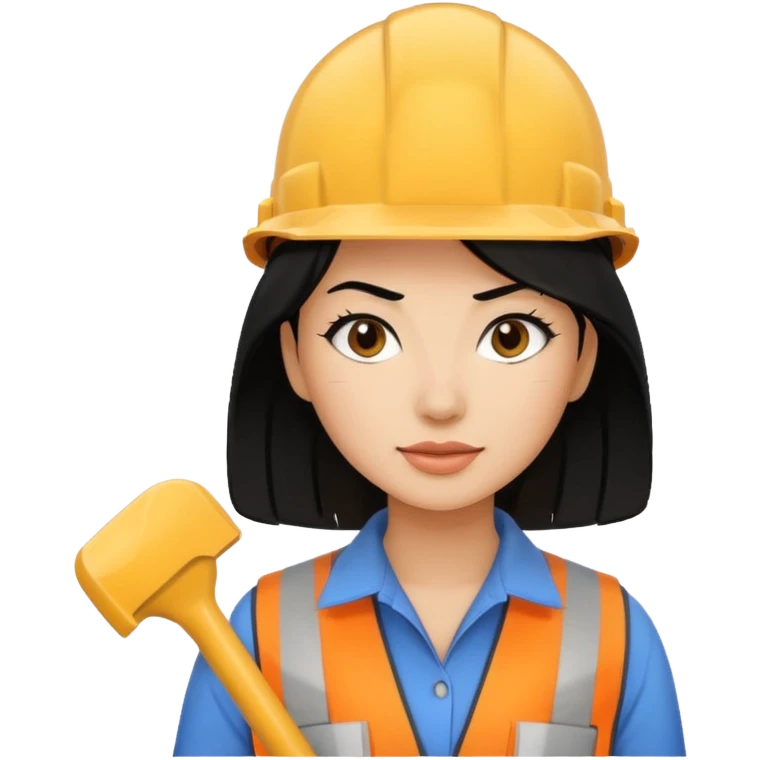 Woman builders with black hair emoji