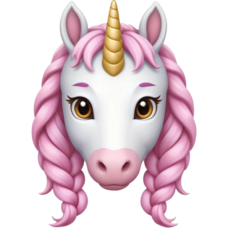 braided unicorn wiith big visible braids looking into the camera emoji