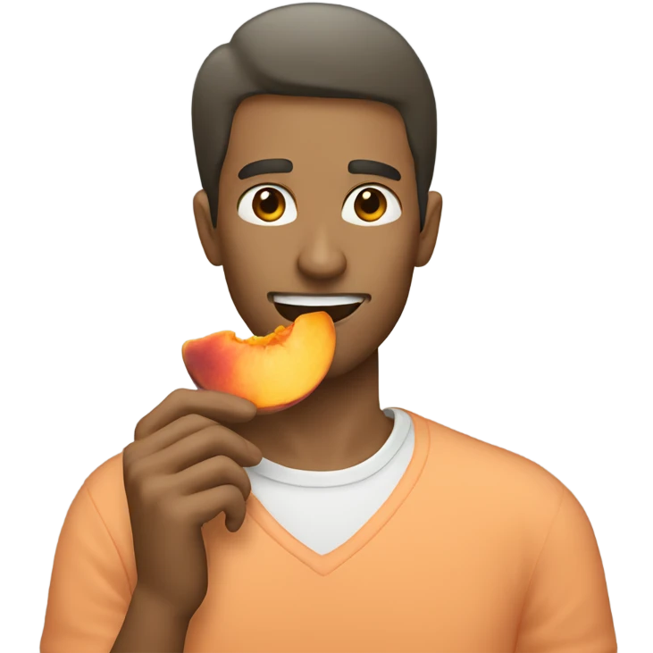 Man eating a peach emoji