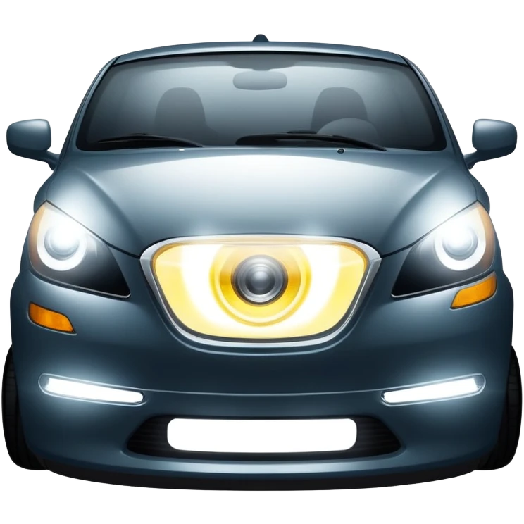 A car headlight, shining brightly with a focused beam of light, cutting through the dark, illuminating the road ahead. The light is intense and clear, often with a white or yellowish glow emoji