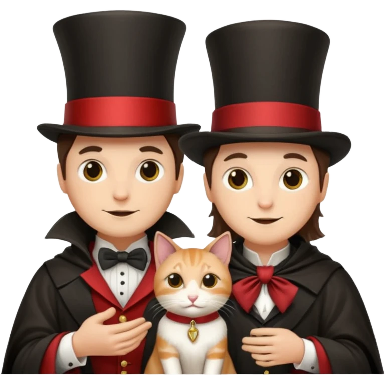 magician couple and their pet cat emoji