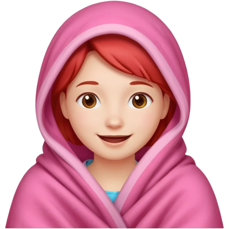 happy smile emoji red cheeks in pink blanket  emoji