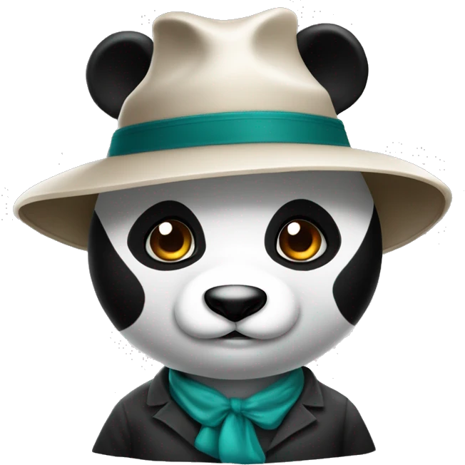 Um panda usando chapéu gravata e terno  emoji