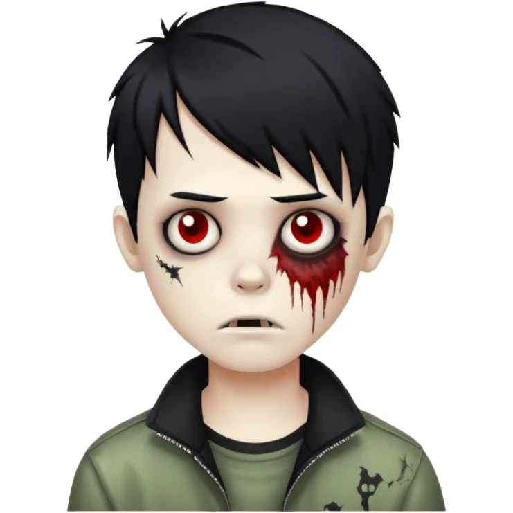 boy zombie with black hair edgar and emo emoji