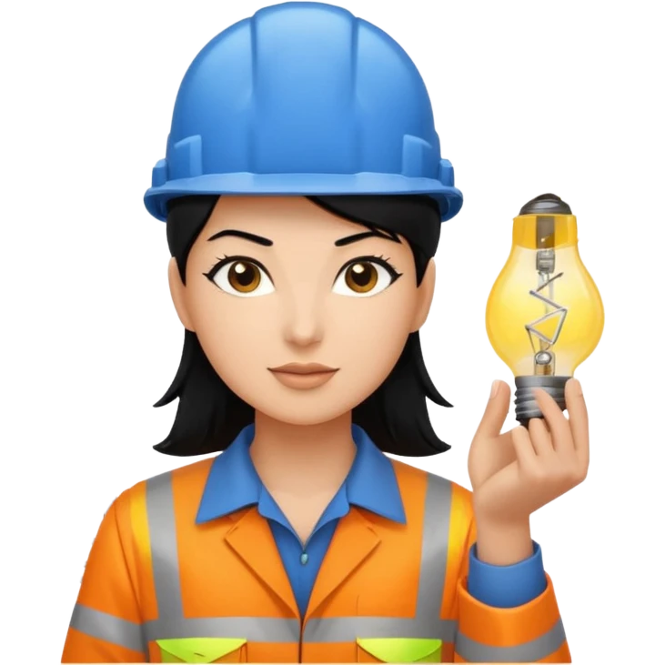 Electricity power employer at work with black hair emoji