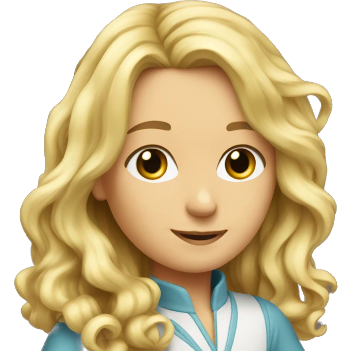 a blond girel with wavy hare from the ba emoji