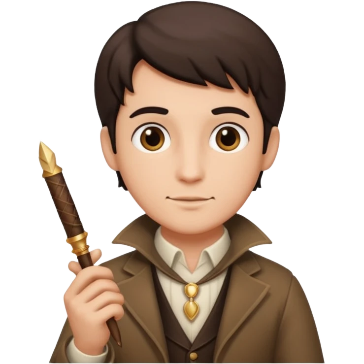 a romance novelist, romantic, dizzy, male, with a quill pen emoji