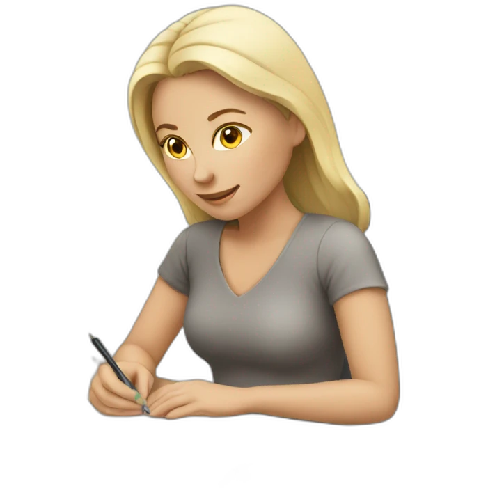 white woman writing with laptop emoji