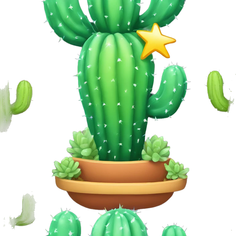 Shining Rainbow colored cactus emoji