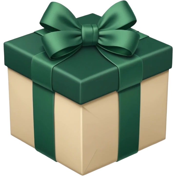 dark green gift box with light beige bow emoji