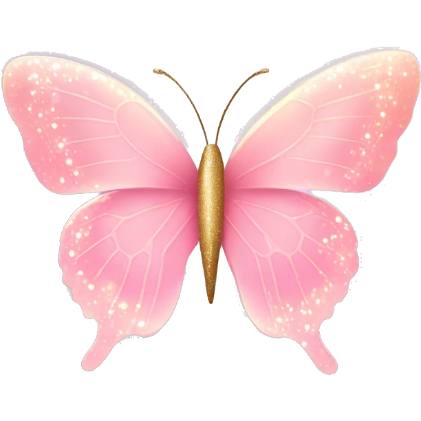 Butterfly "A pastel pink butterfly with glowing, translucent wings decorated with tiny glittery patterns and a faint magical trail of sparkles." emoji