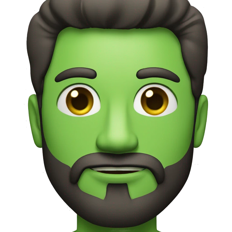 hombre con ojos verdes, barba de candado, castaño emoji