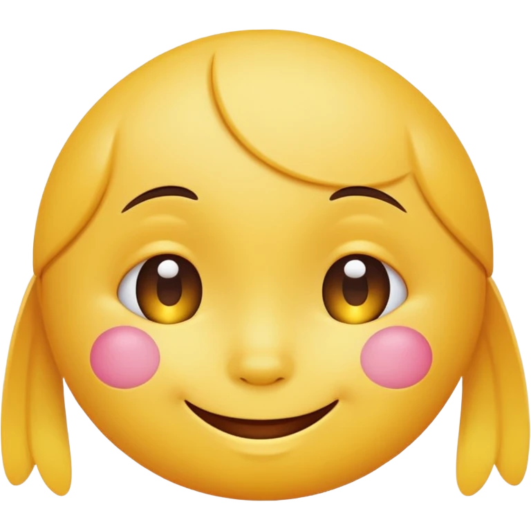Emoji, yellow round smiling face, virbant bright shy expression emoji