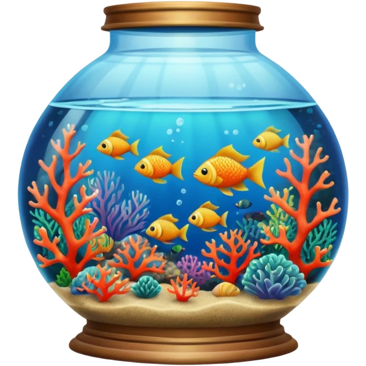 aquarium vintage with fish and coral inside emoji