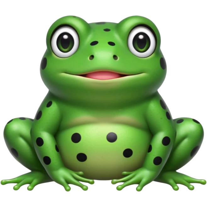 simple fat kawaii frog whole body, Use “dot eyes” and “solid black circles” together. for the eyes emoji