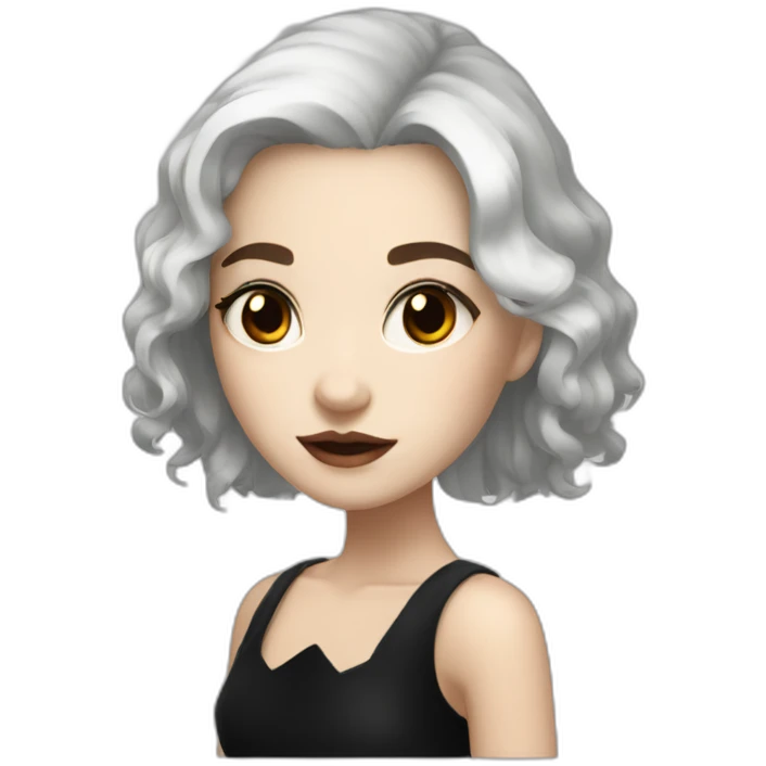 white hair girl with black gothic dress brown eyes with freckles emoji