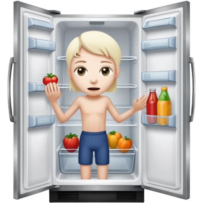 Person starving opening the fridge's door emoji