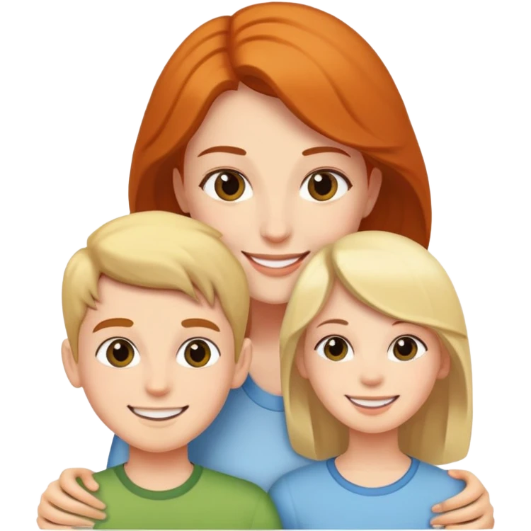 Mulher com menino e menina na frente dela todos com pele branca emoji