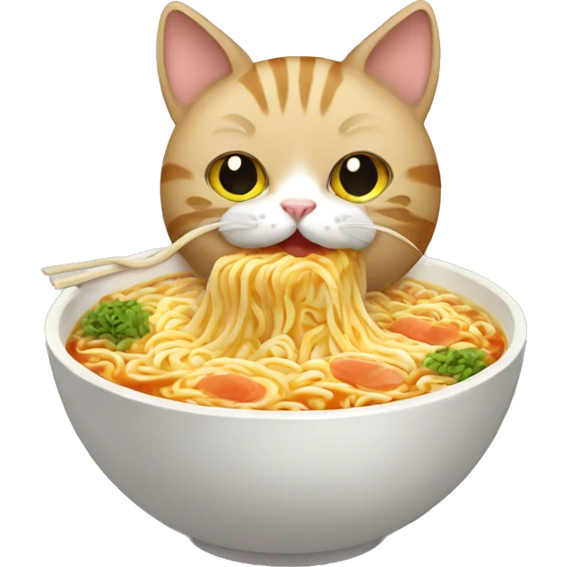 cat eating ramen emoji