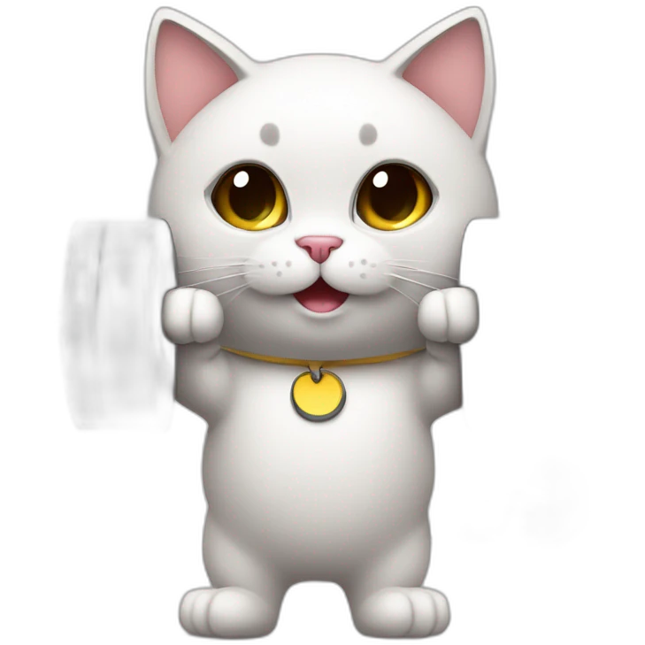 Super cute cat working out with dumbells emoji