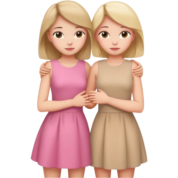 2 красивые девочки в розовом и бежевом объятья emoji