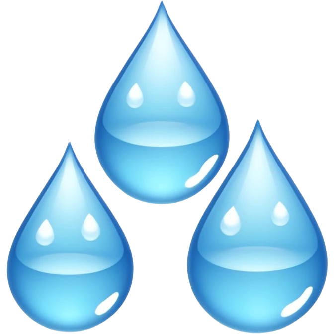 three equally sized droplets stacked on top of each other with two other droplets going outward from the middle droplet emoji
