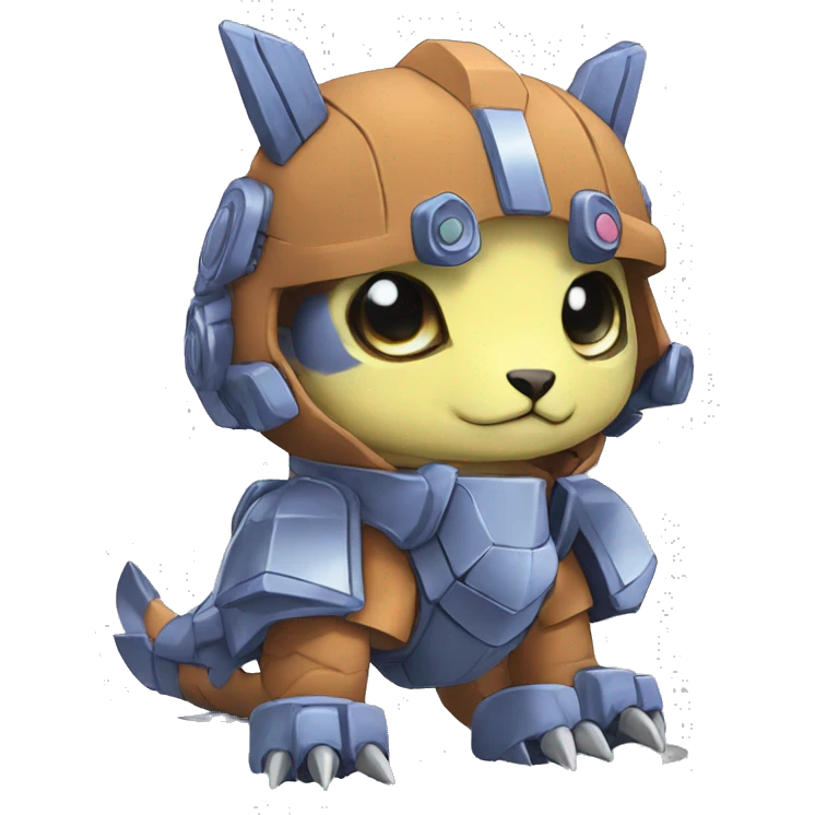 cute kawaii cool edgy armored Digimon-Fakemon-animal full body emoji