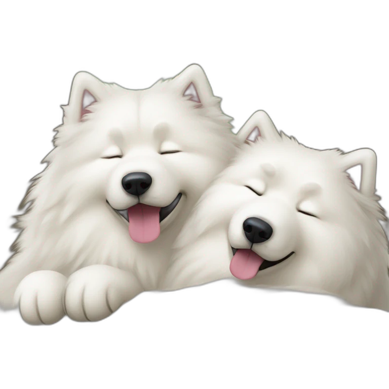 two-samoyeds-asleep-hug emoji
