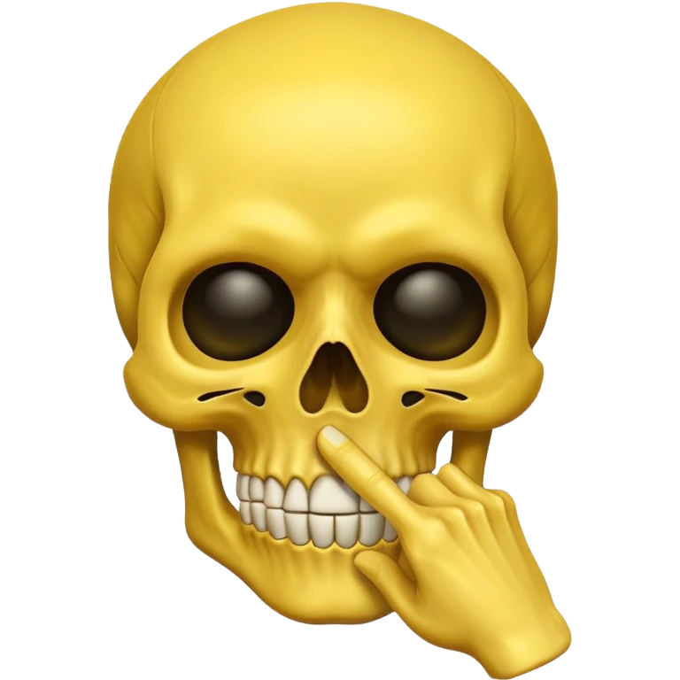 Yellow skull making a “shh” gesture emoji